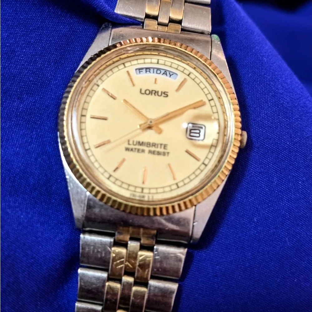 Lorus by Seiko Presideny Day Date Gold Tone Mens Watch